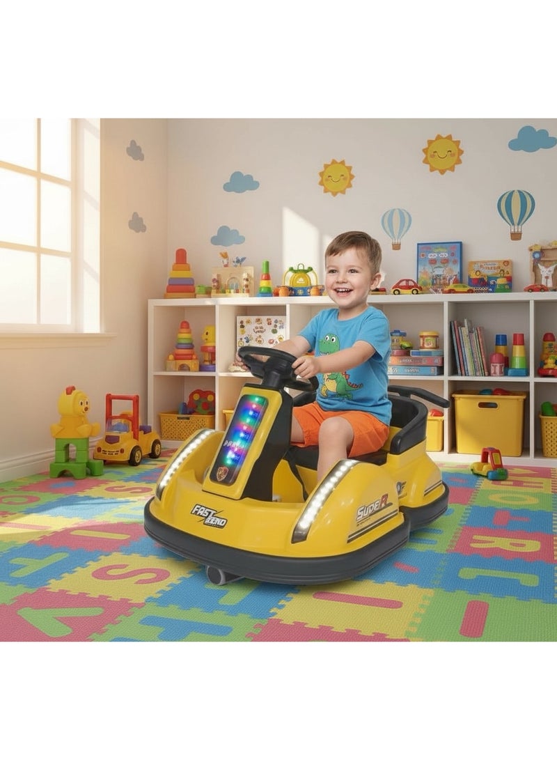 Deluxe electric flying saucer car for kids with remote control, multi-color LED lights, and Bluetooth music - 360-degree rotation technology and rocking mode for children aged 1 to 8 years. - Image 2